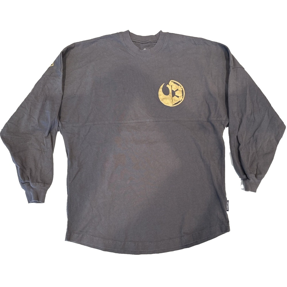 Disney Parks Star Wars Spirit Jersey Grey Gold Puff Rebel /Imperial Empire Sz XS